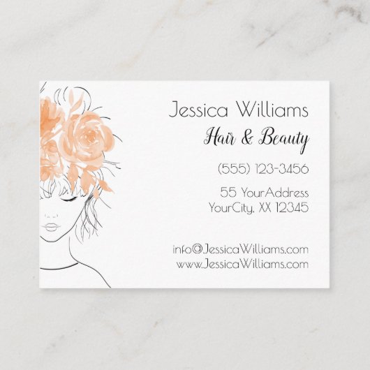 かわいい女の子の桃の水色のバラフローラ 割引カード (裏面)