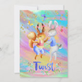 かわいい女の子の森の動物がボールルームダンスを踊る 招待状 (正面)