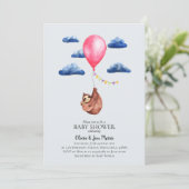 かわいい女の子の水彩画スローと名前ベビーシャワー 招待状 (スタンド正面)