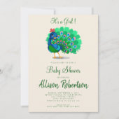 かわいい女の子の水彩赤ちゃんシャワー 招待状 (正面)