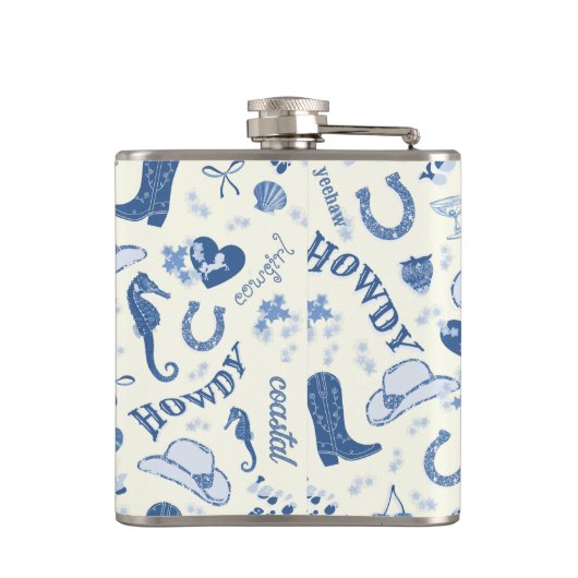 かわいい女の子の海岸カウガールネームモノグラム フラスク (裏面)