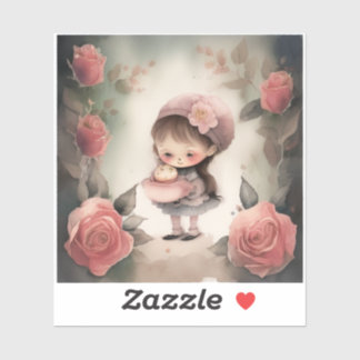 かわいい女の子の漫画のシール シール