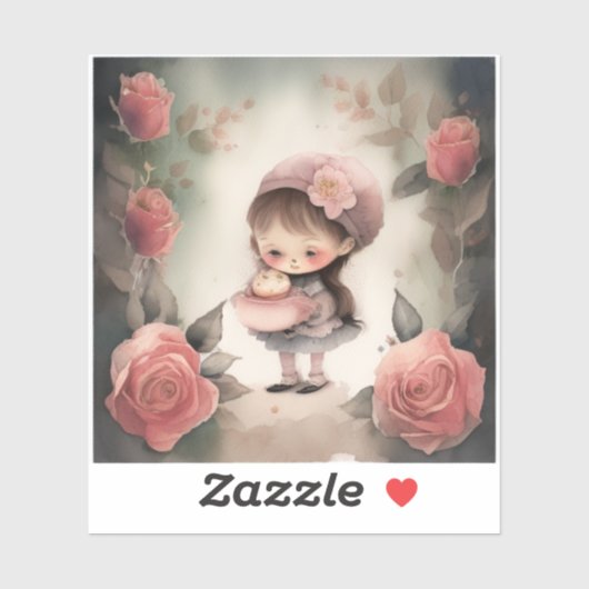 かわいい女の子の漫画のシール シール (シート)