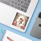 かわいい女の子の漫画のシール シール (ノートパソコンとiPhone)