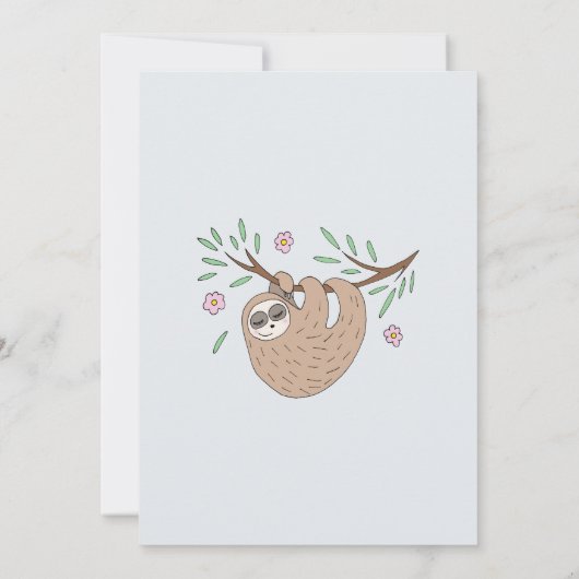 かわいい女の子の眠るナマケモノ名1st誕生日 招待状 (裏面)