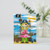 かわいい女の子の眼鏡海賊はがき ポストカード (スタンド正面)