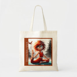 かわいい女の子の瞑想フィットネスヨガヒーリングライフ トートバッグ