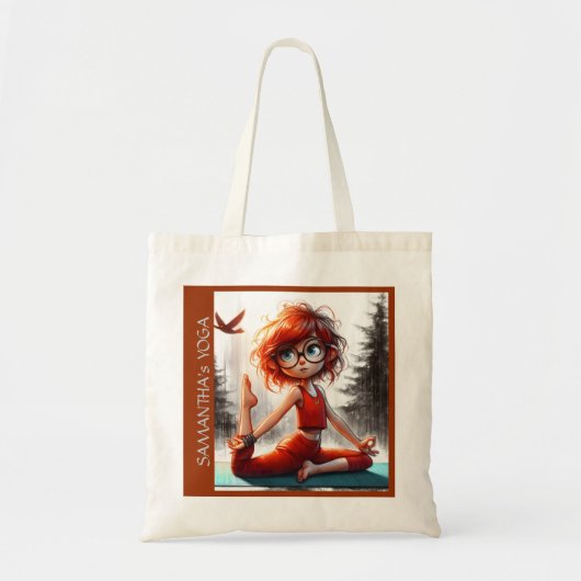 かわいい女の子の瞑想フィットネスヨガヒーリングライフ トートバッグ (正面)