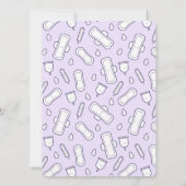 かわいい女の子の紫の生理パッドの初めての生理パーティー 招待状 (裏面)