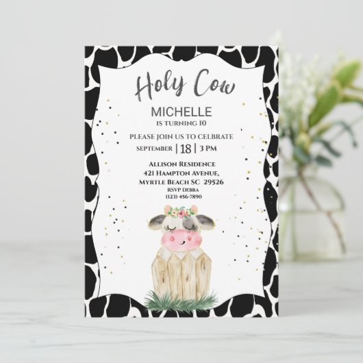 かわいい女の子の聖牛誕生日パーティーの招待状 招待状 (スタンド正面)