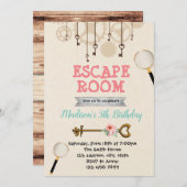 かわいい女の子の脱出部屋のパーティの招待状 招待状 (正面/裏面)
