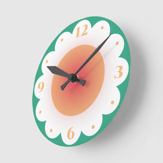 かわいい女の子の花の漫画デイジー保育園 ラウンド壁時計 (傾斜)