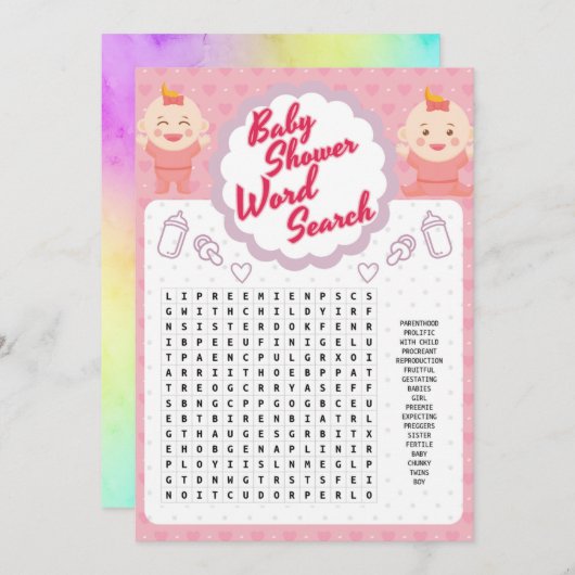 かわいい女の子の言葉の検索 招待状 (正面/裏面)