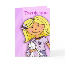 かわいい女の子の誕生日パーティー　サンキューカード