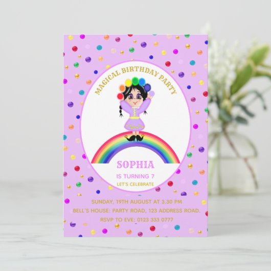 かわいい女の子の誕生日パーティー 招待状 (スタンド正面)