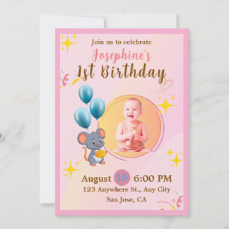 かわいい女の子の誕生日招待状 招待状