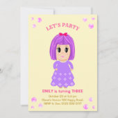 かわいい女の子の誕生日招待状 招待状 (正面)