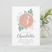 かわいい女の子の誕生日花のラウレル 招待状 (スタンド正面)