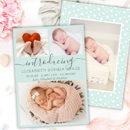 かわいい女の子の誕生発表アクアフォトコラージュ 案内状