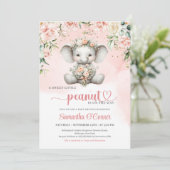かわいい女の子の象が、ほっこりする花束を持っている 招待状 (スタンド正面)