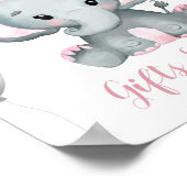 かわいい女の子の象のバルーン赤ちゃんシャワーギフト ポスター (角)