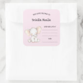 かわいい女の子の象の赤ちゃんシャワー本板 スクエアシール (バッグ)