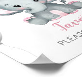 かわいい女の子の象の風船 赤ちゃんのシャワー プレゼント ポスター (角)