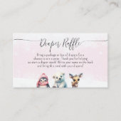 かわいい女の子の赤ちゃんシャワーおむつラッフルリクエスト エンクロージャーカード (正面)