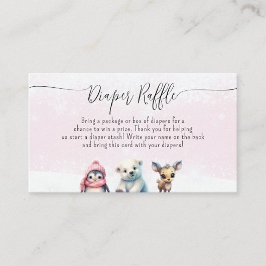 かわいい女の子の赤ちゃんシャワーおむつラッフルリクエスト エンクロージャーカード (正面)