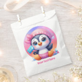 かわいい女の子の赤ちゃんシャワーのカスタマイズ可能ペンギン フェイバーバッグ (クリップ留めされた状態)