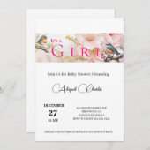 かわいい女の子の赤ちゃんシャワーカードだ 招待状 (正面/裏面)