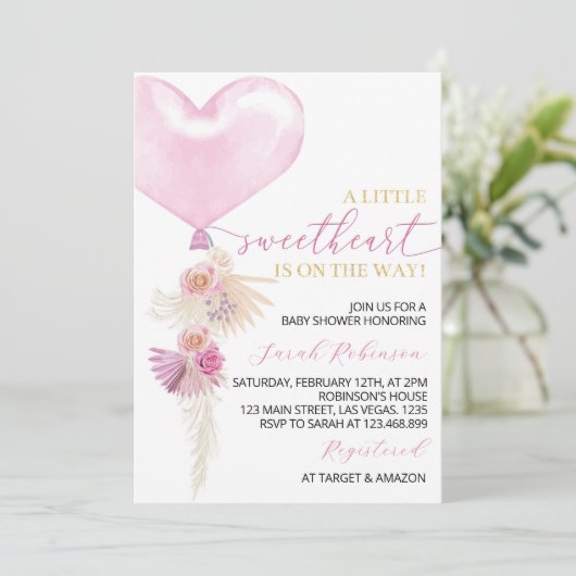 かわいい女の子の赤ちゃんシャワー 招待状 (スタンド正面)