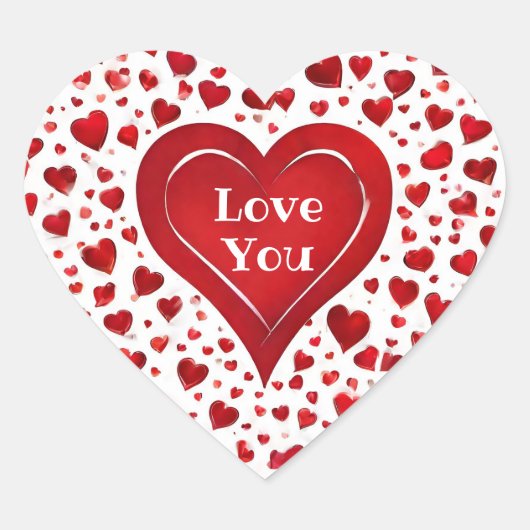 かわいい女の子の赤と白のラブ ハートシール (正面)