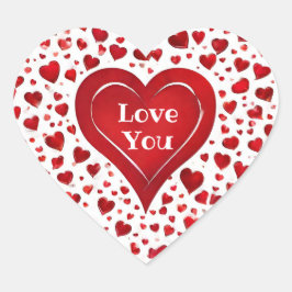 かわいい女の子の赤と白のラブ ハートシール
