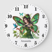かわいい女の子の部屋バタフライ妖精 ラージ壁時計 (正面)