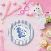 かわいい女の子の青いカウガールブーツストライプ ペーパープレート (パーティー)