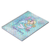 かわいい女の子の青とピンクの人魚バックパック学校名 ノートブック (左側)