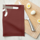 かわいい女の子の靴下のサルを赤で飾る キッチンタオル (四つ折り)