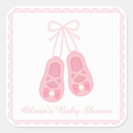 かわいい女の子の靴 バレリーナベビーシャワーラベル スクエアシール