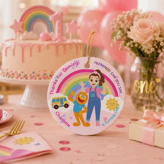 かわいい女の子の1歳の誕生日パーティーの記念品 セラミックオーナメント