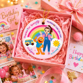 かわいい女の子の1歳の誕生日パーティーの記念品 セラミックオーナメント