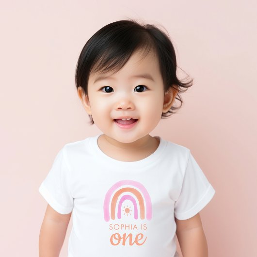 かわいい女の子の1歳誕生日Tシャツ ベビーTシャツ