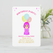 かわいい女の子の3歳の誕生日招待状 招待状 (スタンド正面)