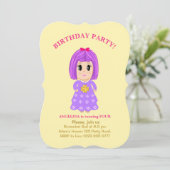 かわいい女の子の4歳誕生日パーティー招待状 招待状 (スタンド正面)
