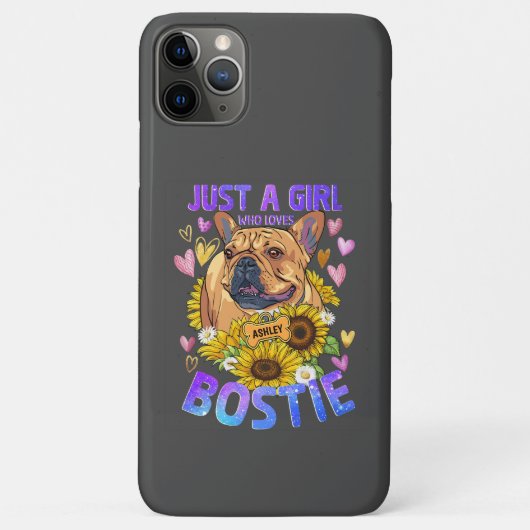 かわいい女の子はボストンテリアひまわりケースを愛する Case-Mate iPhoneケース (裏面)
