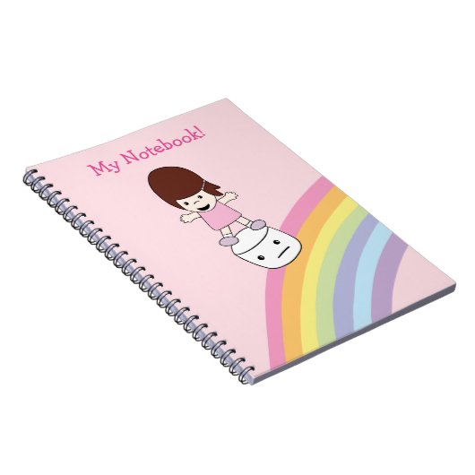 かわいい女の子はマシュマロのノートの虹をサーフします ノートブック (右側)