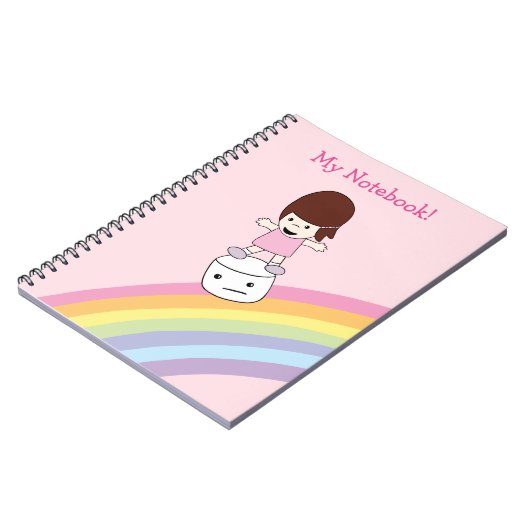 かわいい女の子はマシュマロのノートの虹をサーフします ノートブック (左側)