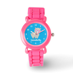 かわいい女の子は一流のラマの腕時計を加えます 腕時計
