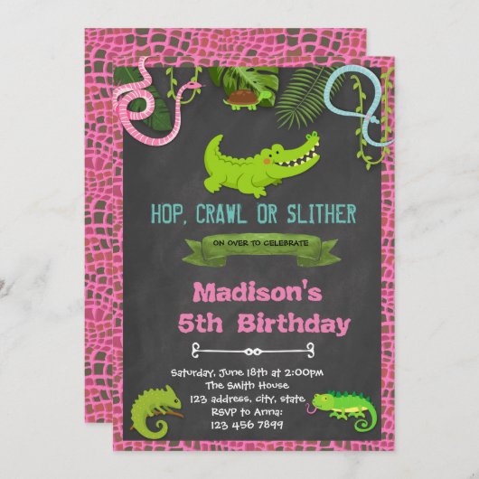 かわいい女の子は虫パーティの招待状 招待状 (正面/裏面)