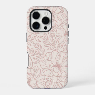 かわいい女の子らしいパステルピンクの花柄スマホケース iPhone 16 PROケース
